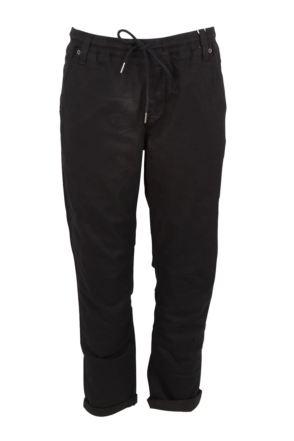 womens black cotton pants on a white background