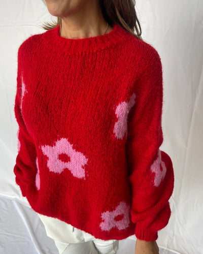 Flower Knit - Red