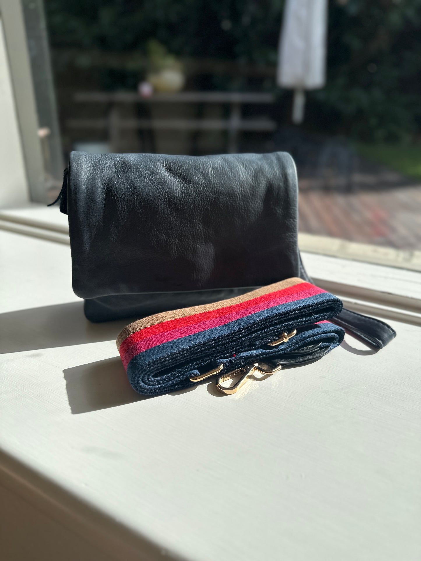 Shop Rugged Hide Alita Leather Bag, Buy Rugged Hide Alita Leather Clutch, Alita Crossbody Bag Navy