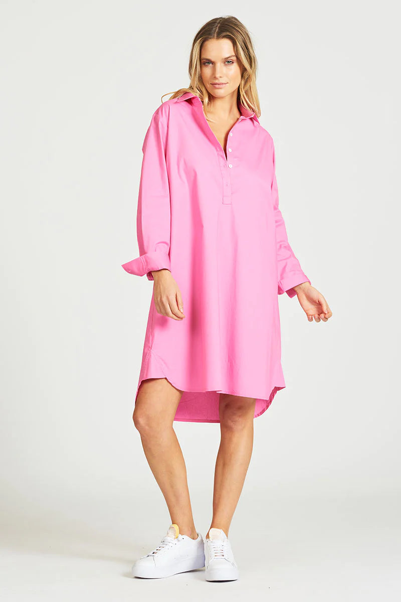 Long pink shirt dress online