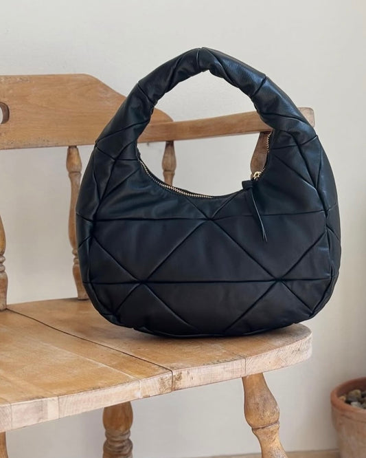 Seattle Quilted Leather Handbag - Black