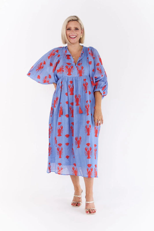 Lobster Midi Dress - Blue