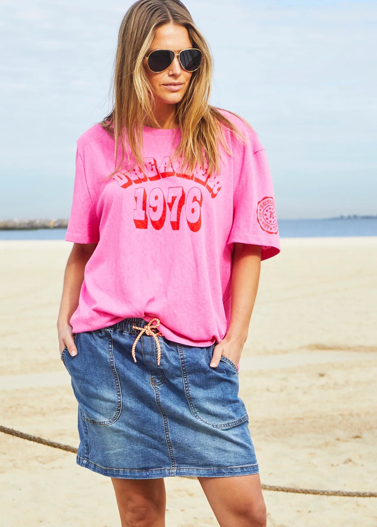 Stretch Denim Skirt - Stone Wash Blue