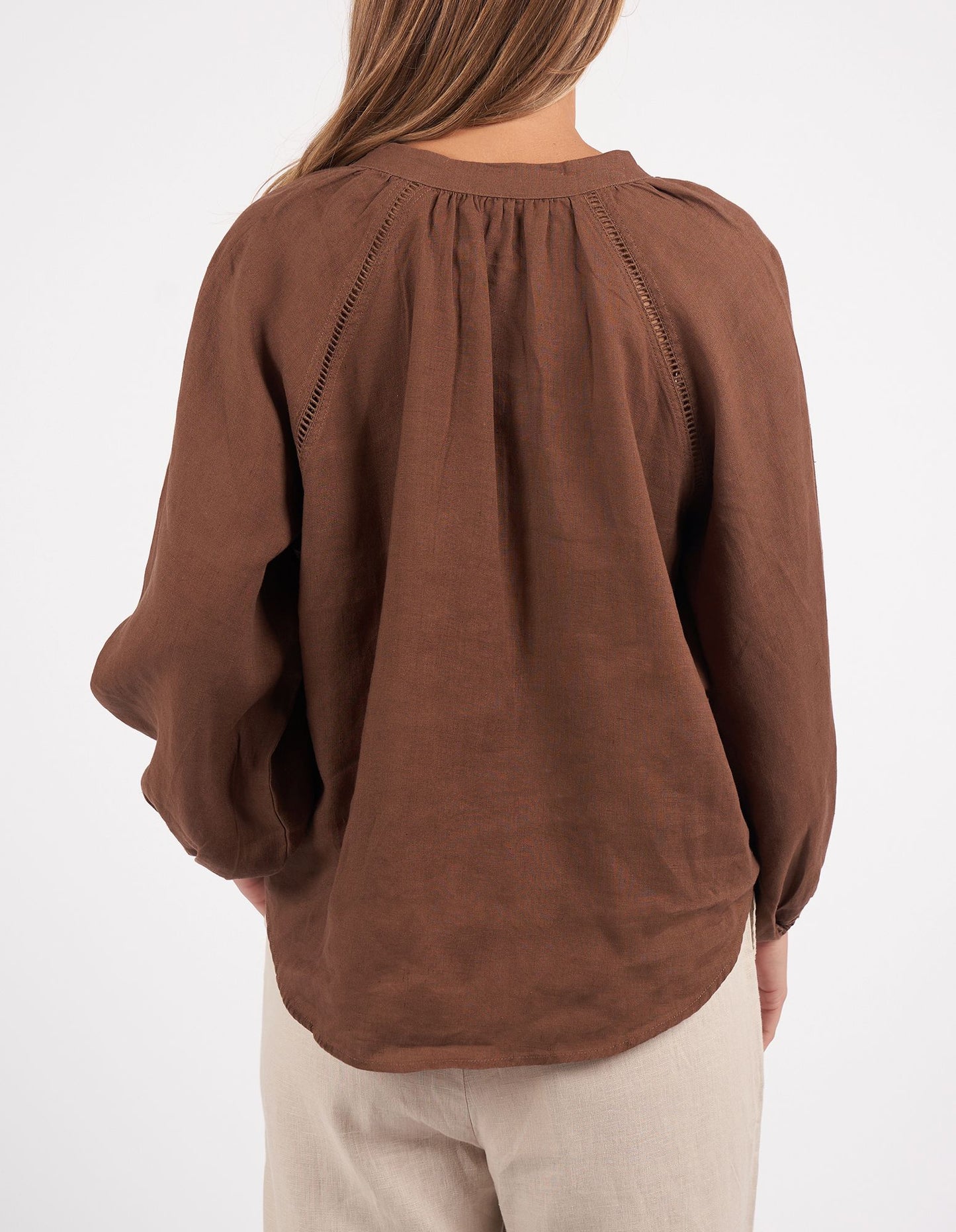 SHOP FOXWOOD SARDINIA BLOUSE CAFE NOIR, BUY FOXWOOD CLOTHING ONLINE, FOXWOOD BLOUSE, FOXWOOD SARDINIA BLOUSE, SHOP SARDINA CHOCOLATE SHIRT ONLINE, AUSTRALIAN FOXWOOD STOCKISTS, MELBOURNE FOXWOOD STOCKISTS