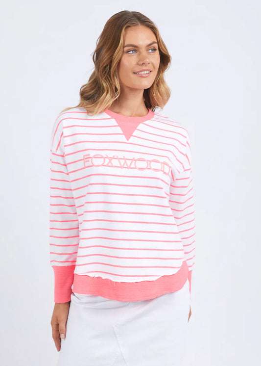 Simplified Crew - Neon Pink Stripe