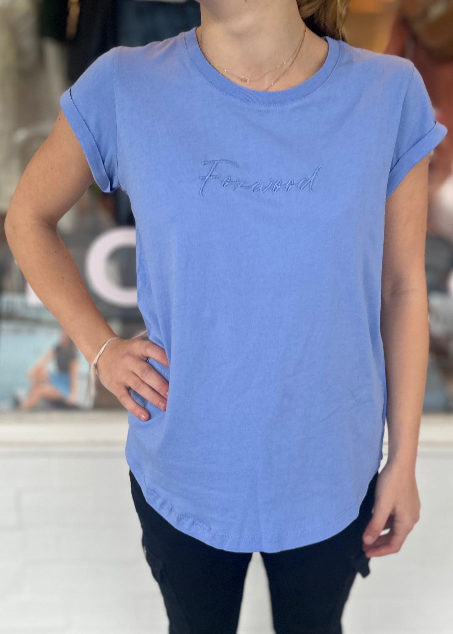 Foxwood Signature Tee, Simplified Tee Neon Blue Purple