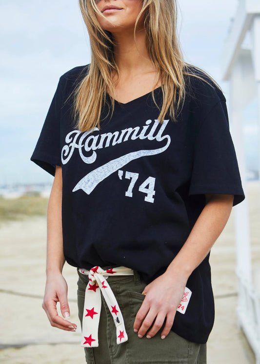 Hammill '74 Logo V Neck Tee - Black