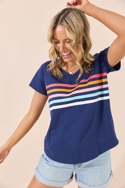 JOVIE_FOREVER_V_NECK_TEE_NAVY_BLUE_STRIPE_BASIC_STATE_JOVIE_CLOTHING_STOCKISTS