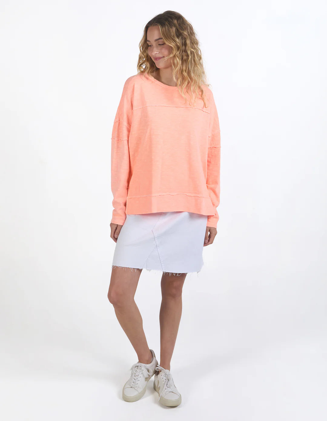 Jayne Throw On Top - Neon Peach (Plus Size)