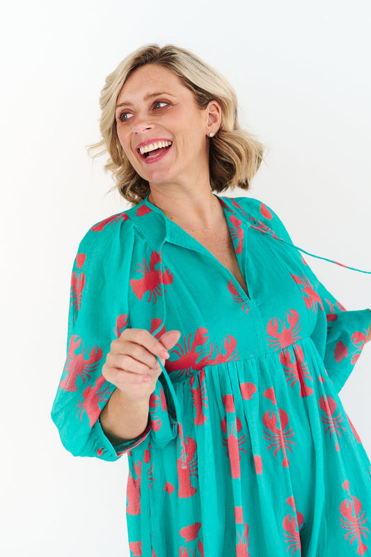 Lobster Midi Dress - Teal