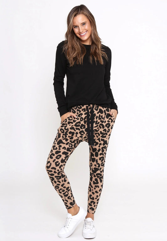 Jordan Leopard Print Jogger Pants - Tan & Black