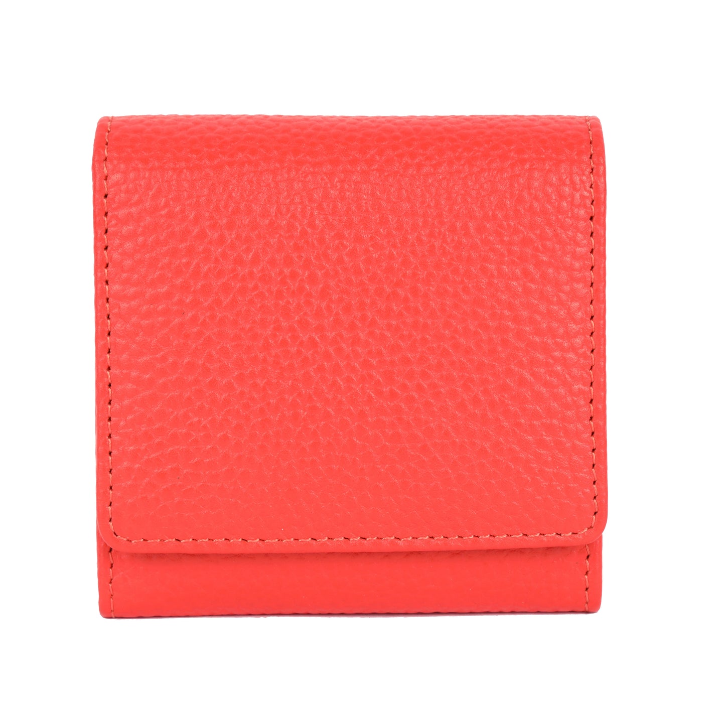 Rugged Hide Small Leather ladies Wallet purse with coin compartment Zip Mandarin Red