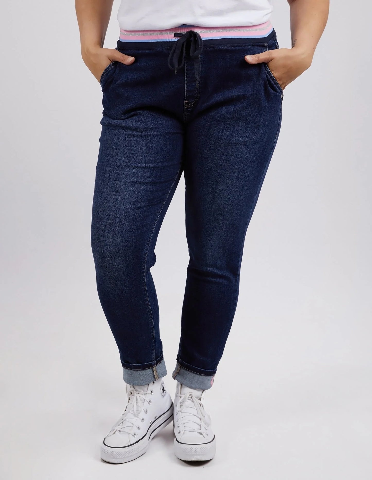 Melody Denim Joggers - Indigo Dark Blue