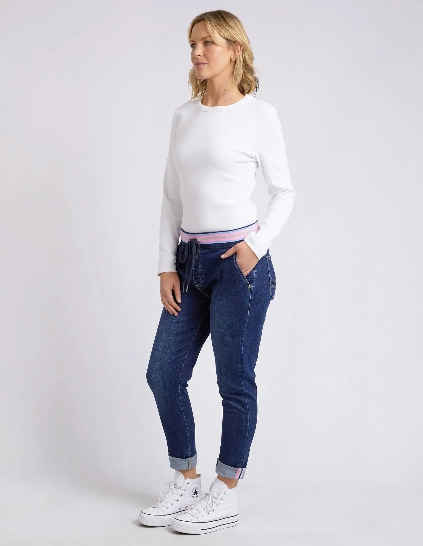 Melody Denim Joggers - Indigo Dark Blue