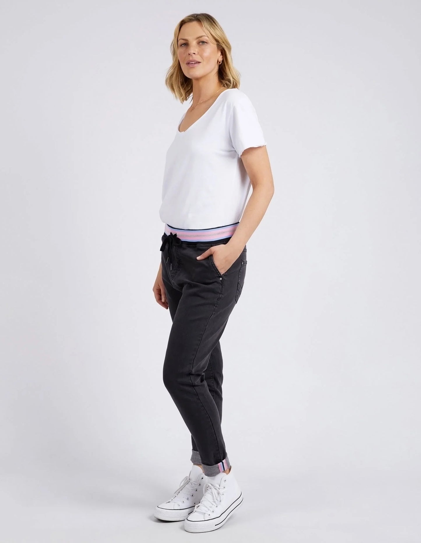 Melody Denim Joggers - Washed Black