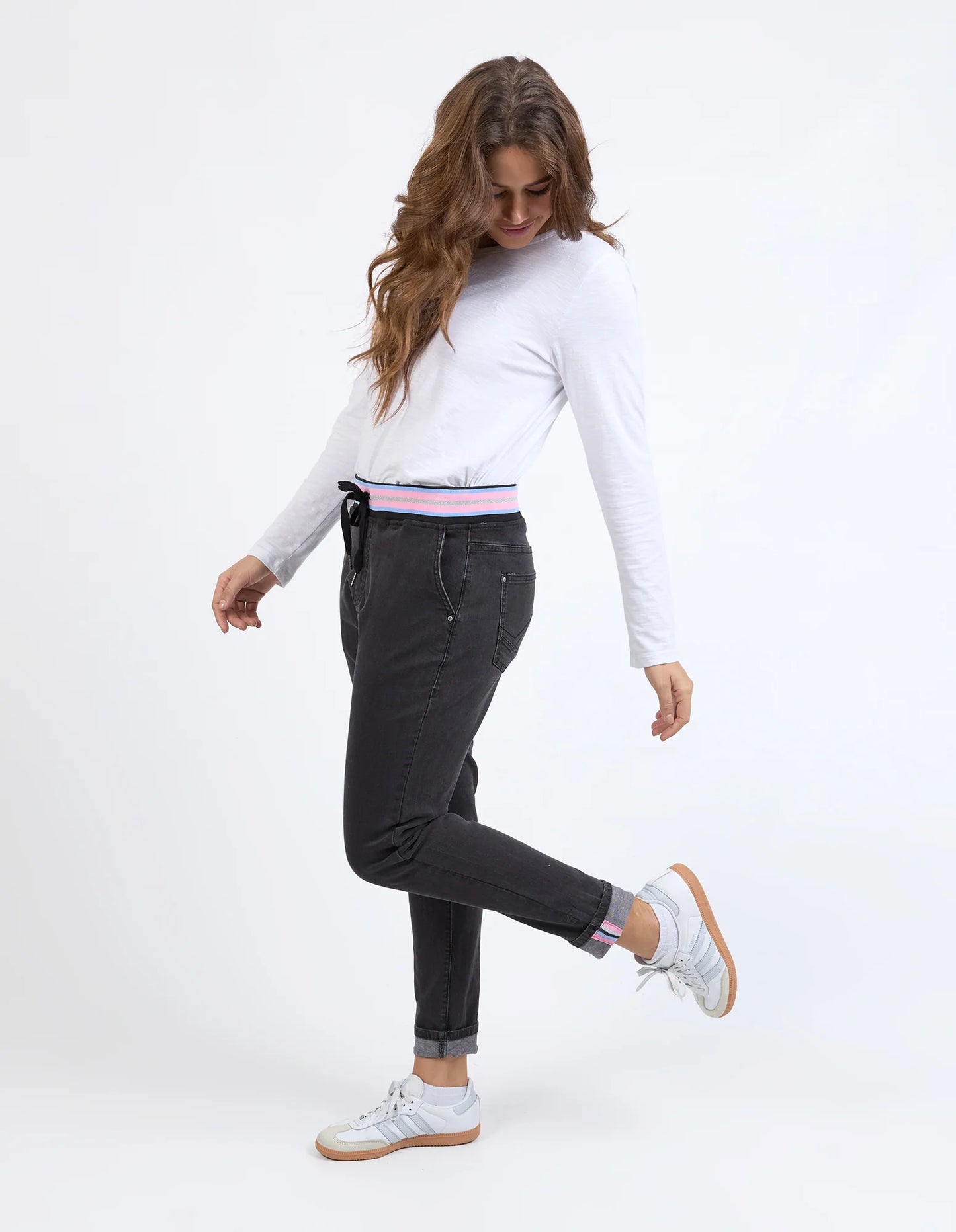 Melody Denim Joggers - Washed Black