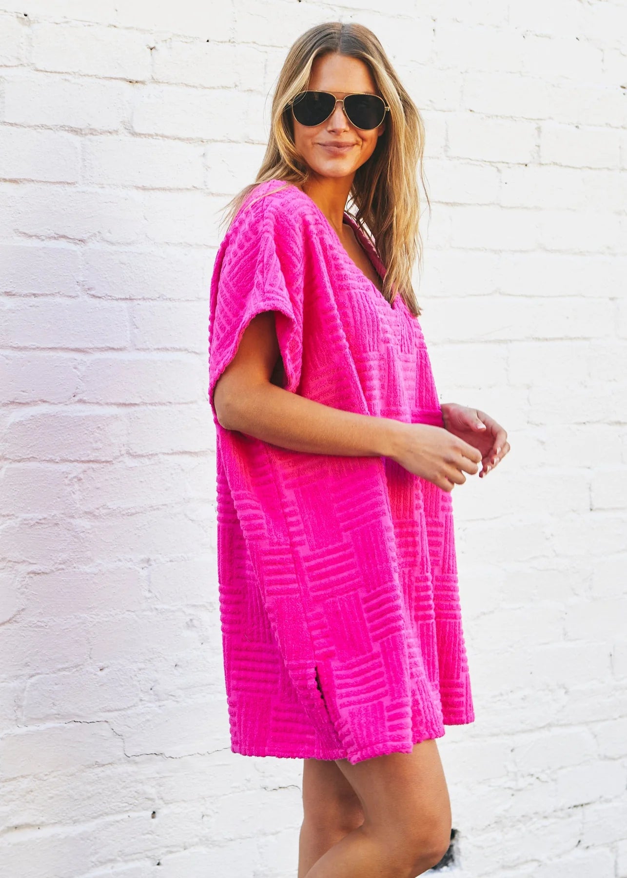 Salt & Sunshine Towelling Cover Up - Hot Pink