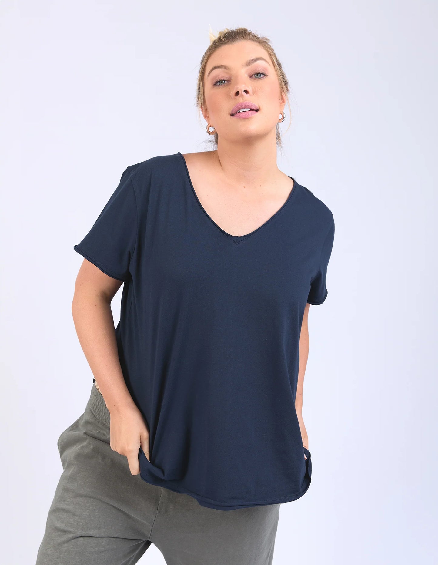 Pima V Tee - Navy (Plus Size)