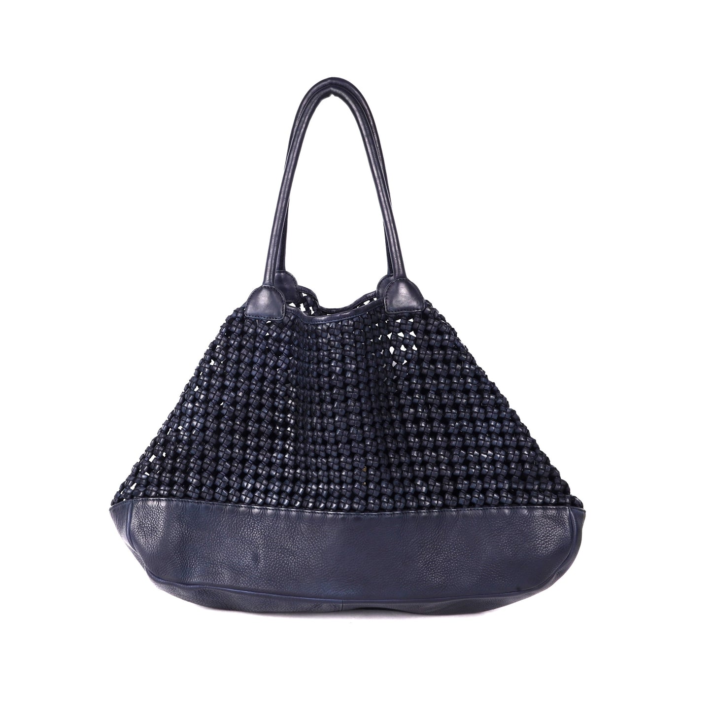 Pebbly Woven Leather Tote Bag