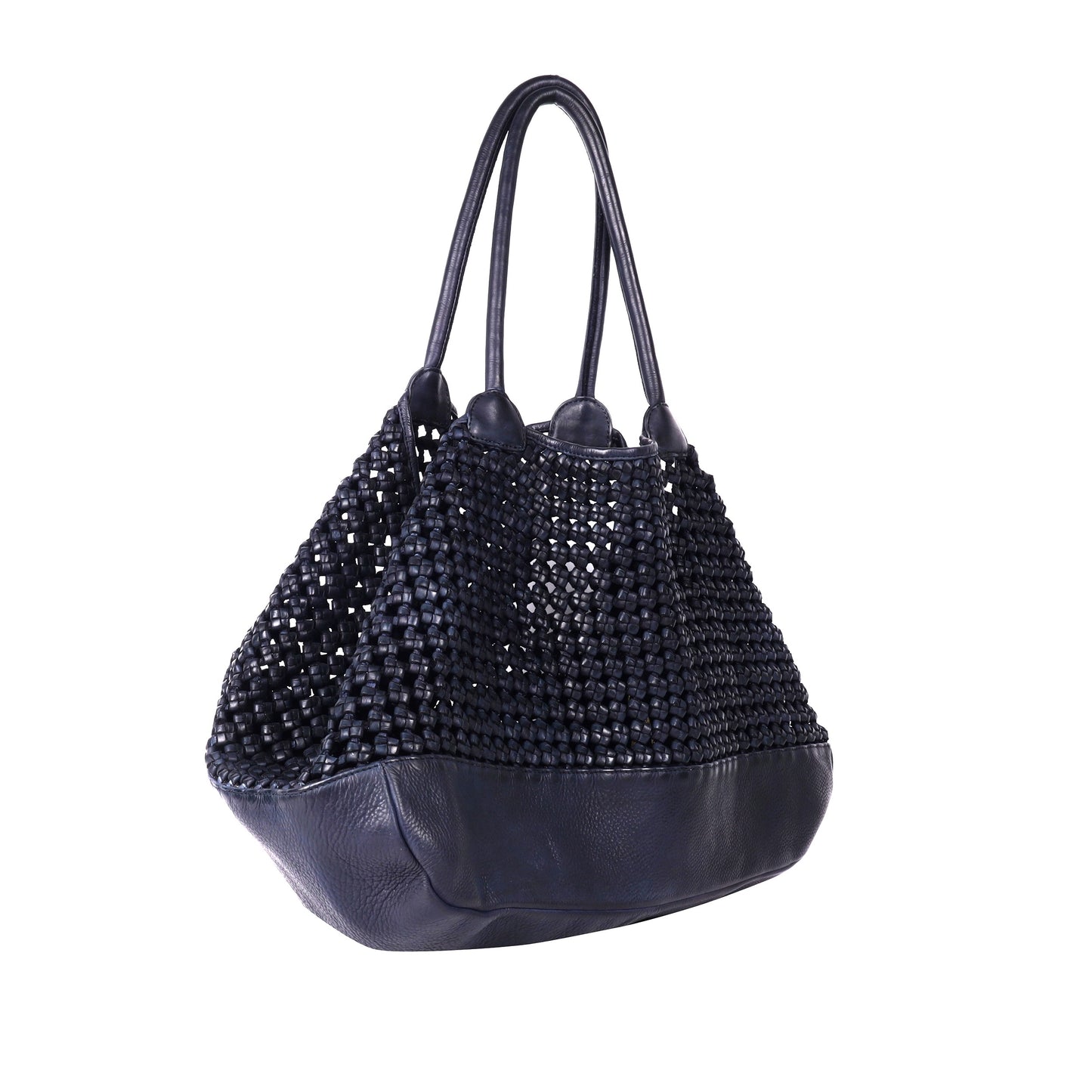Pebbly Woven Leather Tote Bag