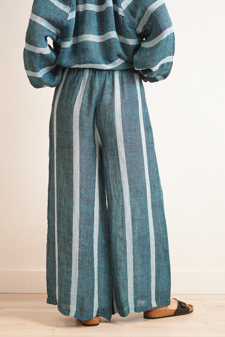 Mia Woven Linen Pants - Gemstone Blue
