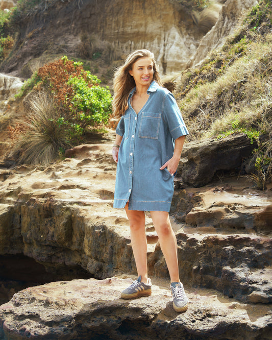 poppy denim a line dress