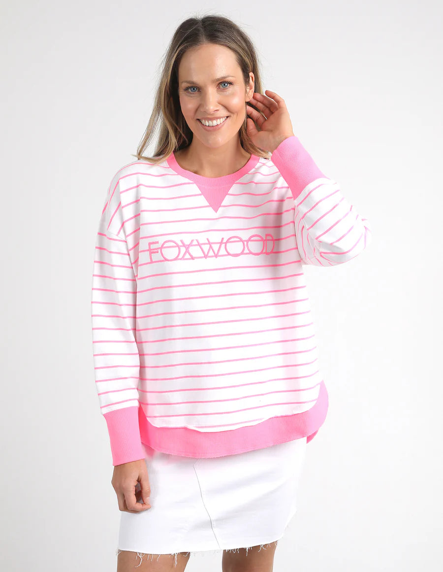 Simplified Crew - Neon Rose Stripe