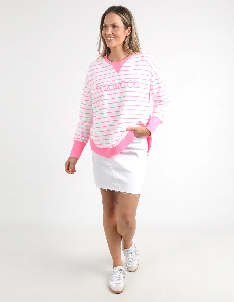 Simplified Crew - Neon Rose Stripe
