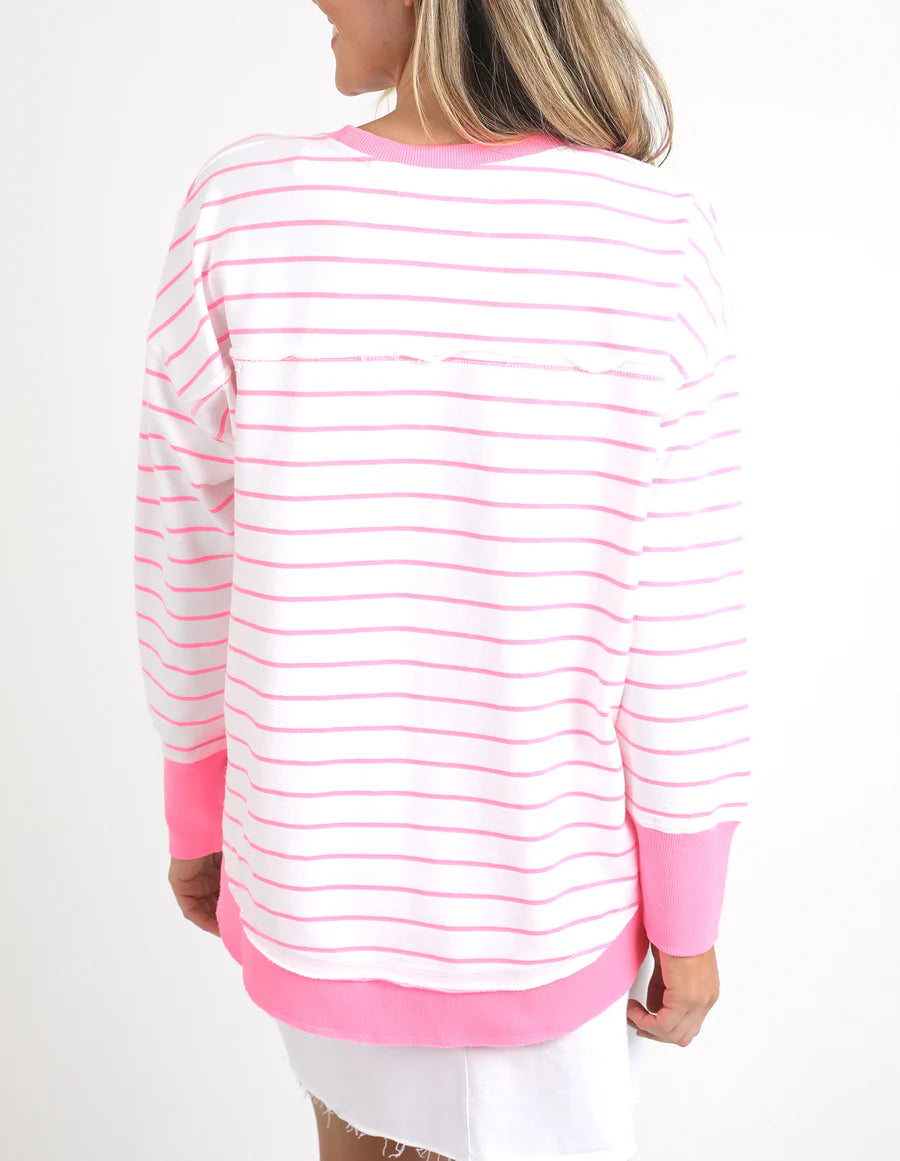 Simplified Crew - Neon Rose Stripe