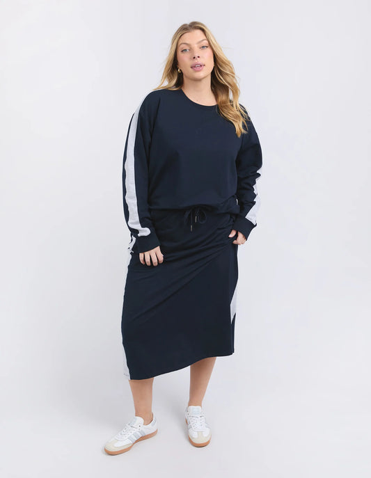 Sloan Fleece Crew Sweater - Navy (Plus Size)
