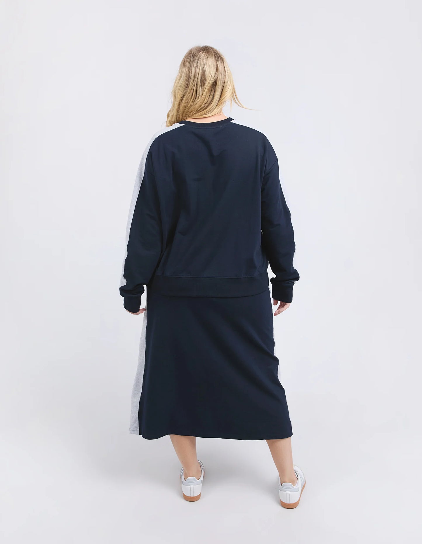 Sloan Fleece Crew Sweater - Navy (Plus Size)