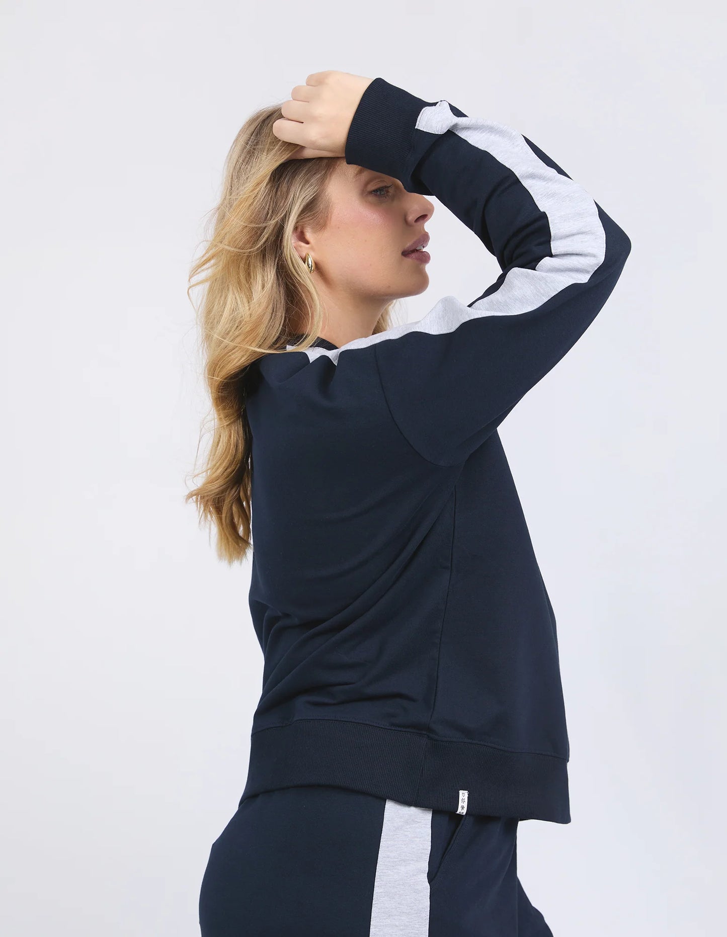 Sloan Fleece Crew Sweater - Navy (Plus Size)