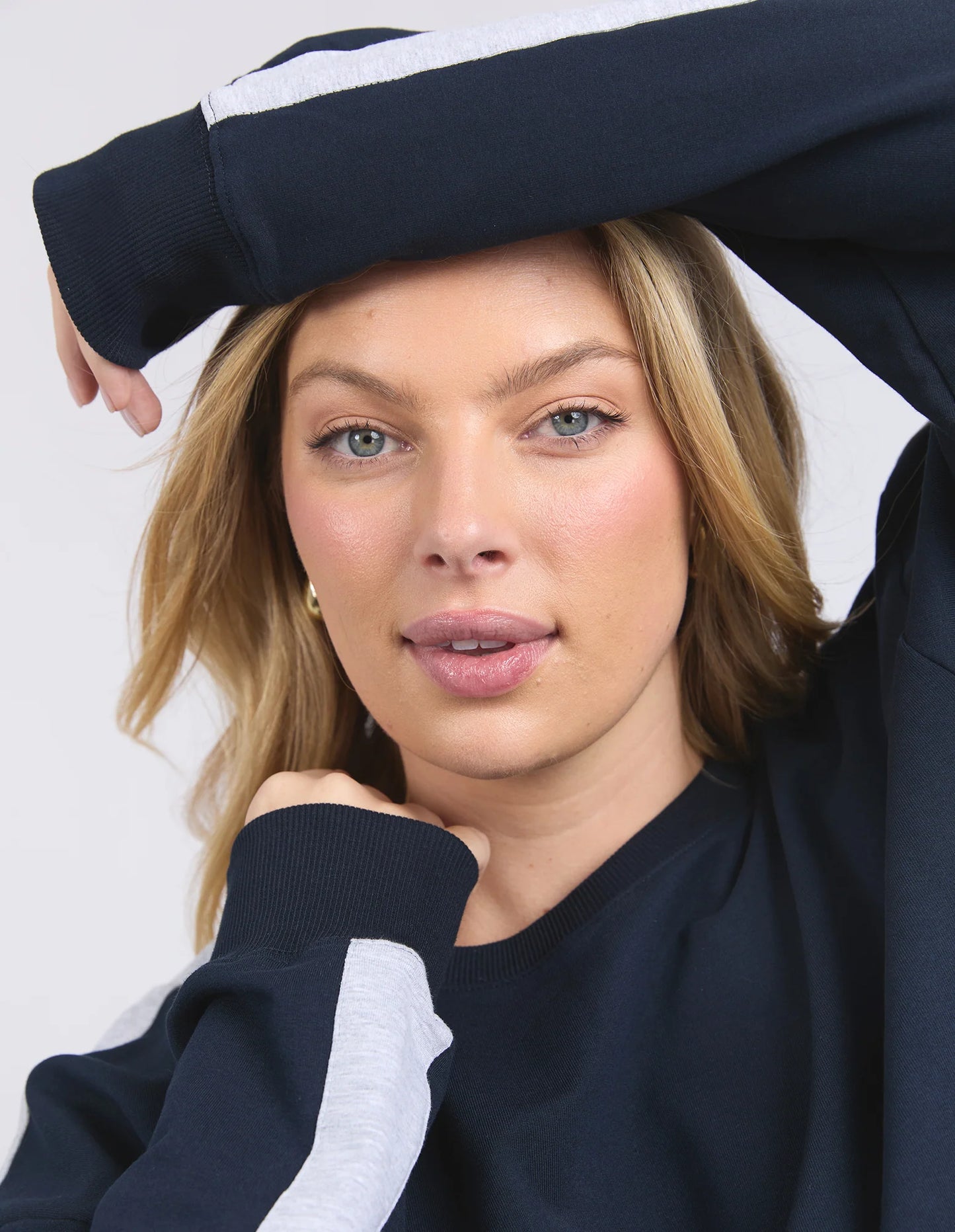 Sloan Fleece Crew Sweater - Navy (Plus Size)