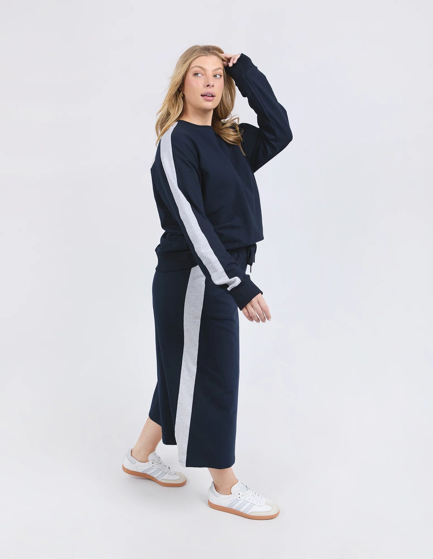 Sloan Fleece Crew Sweater - Navy (Plus Size)