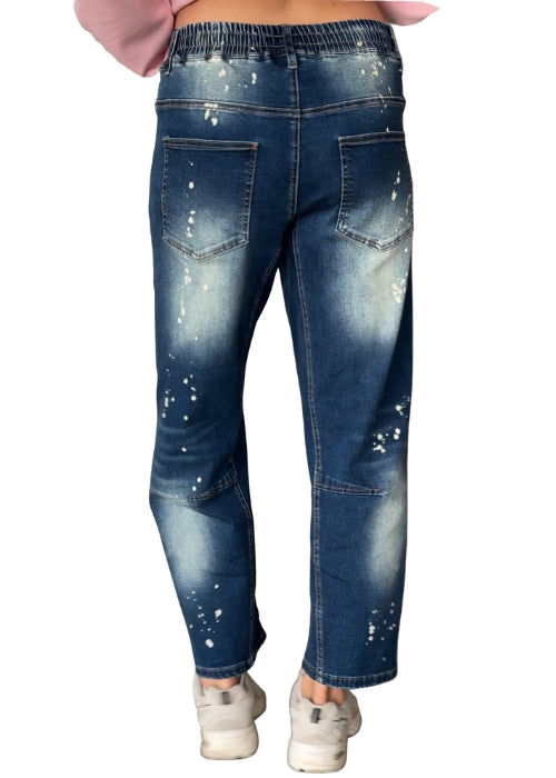 Style Laundry women's blue barrel leg jeans back view