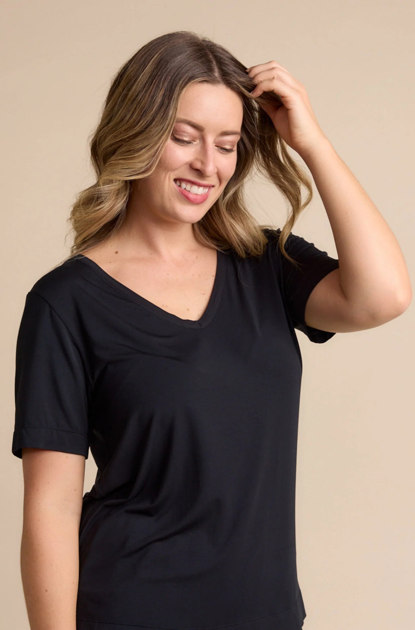 Ella V Neck Tshirt - Black