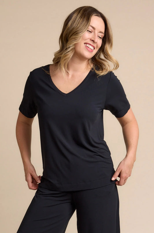 Ella V Neck Tshirt - Black
