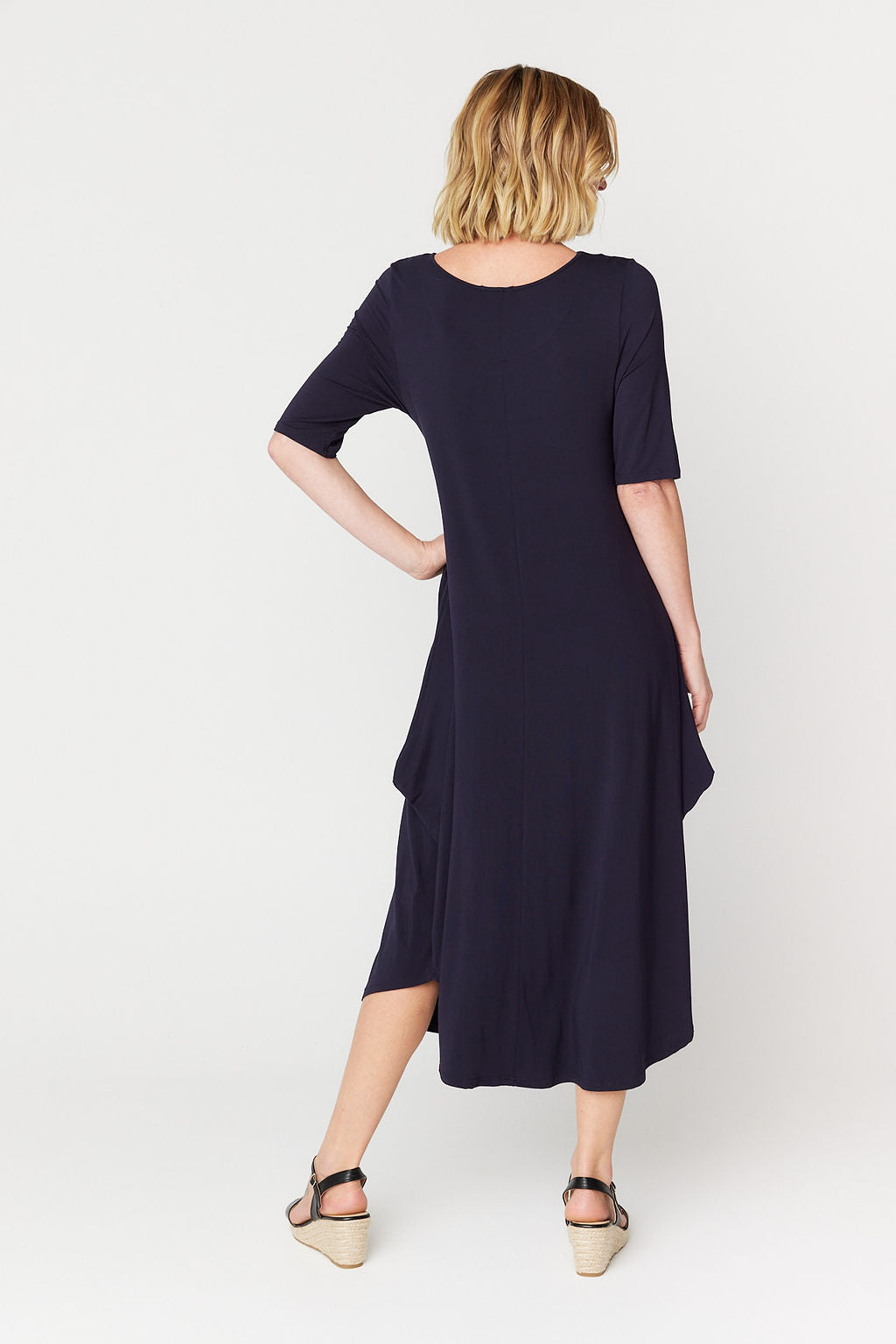 Tri Drape Midi Dress - Navy (Plus Size)