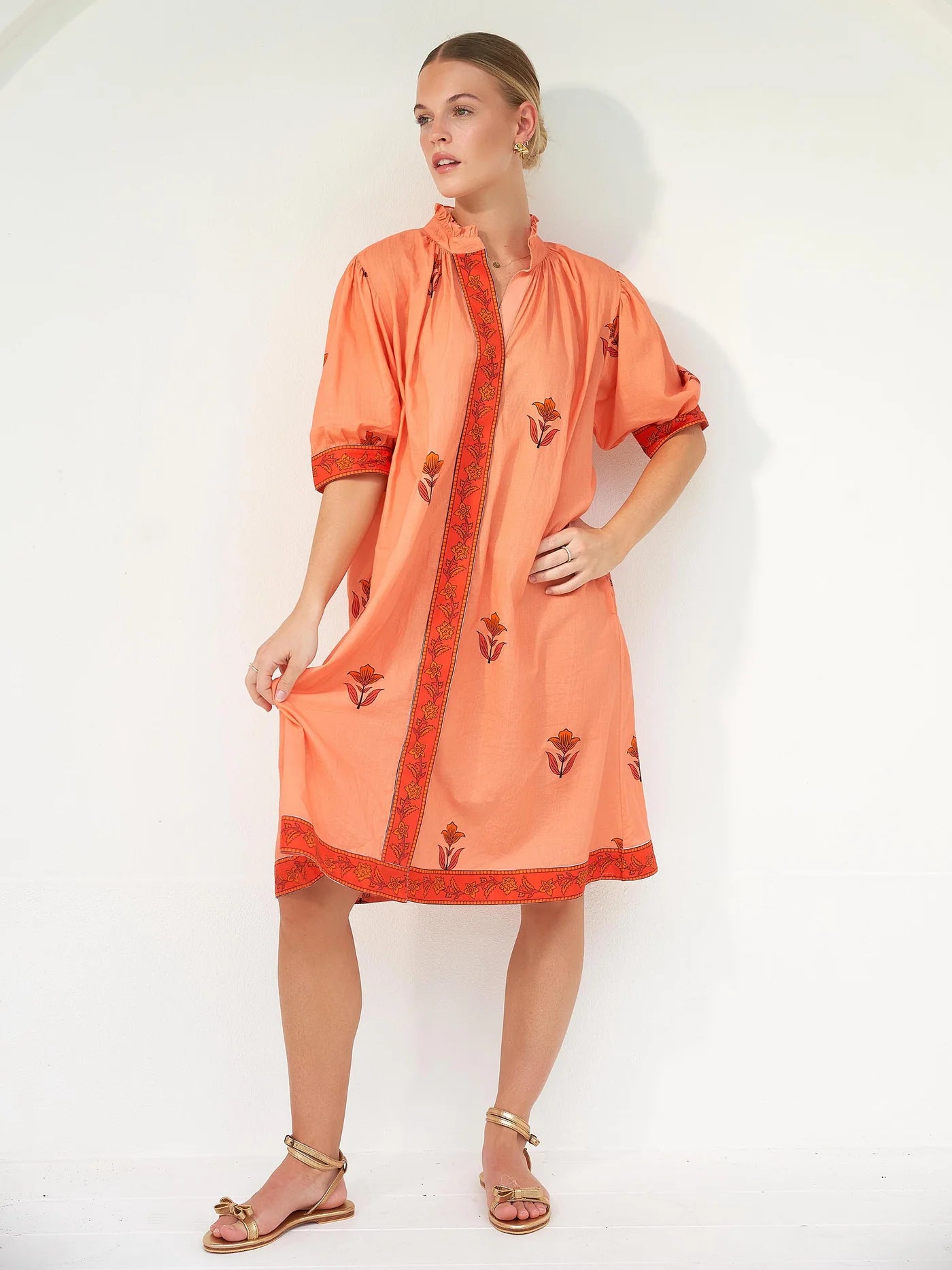 Winona Dress - Orange Royal Jaipur Print
