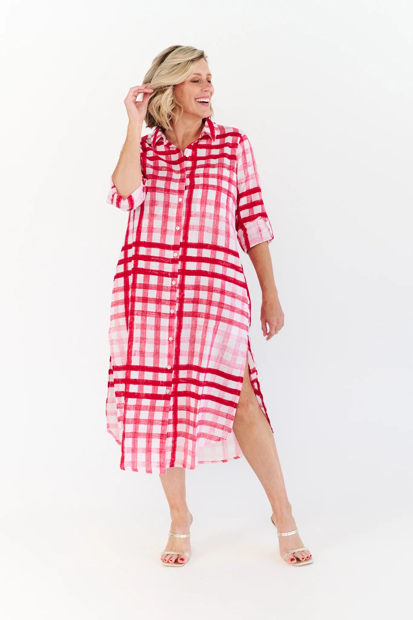 Macy Dress - Red & White Check