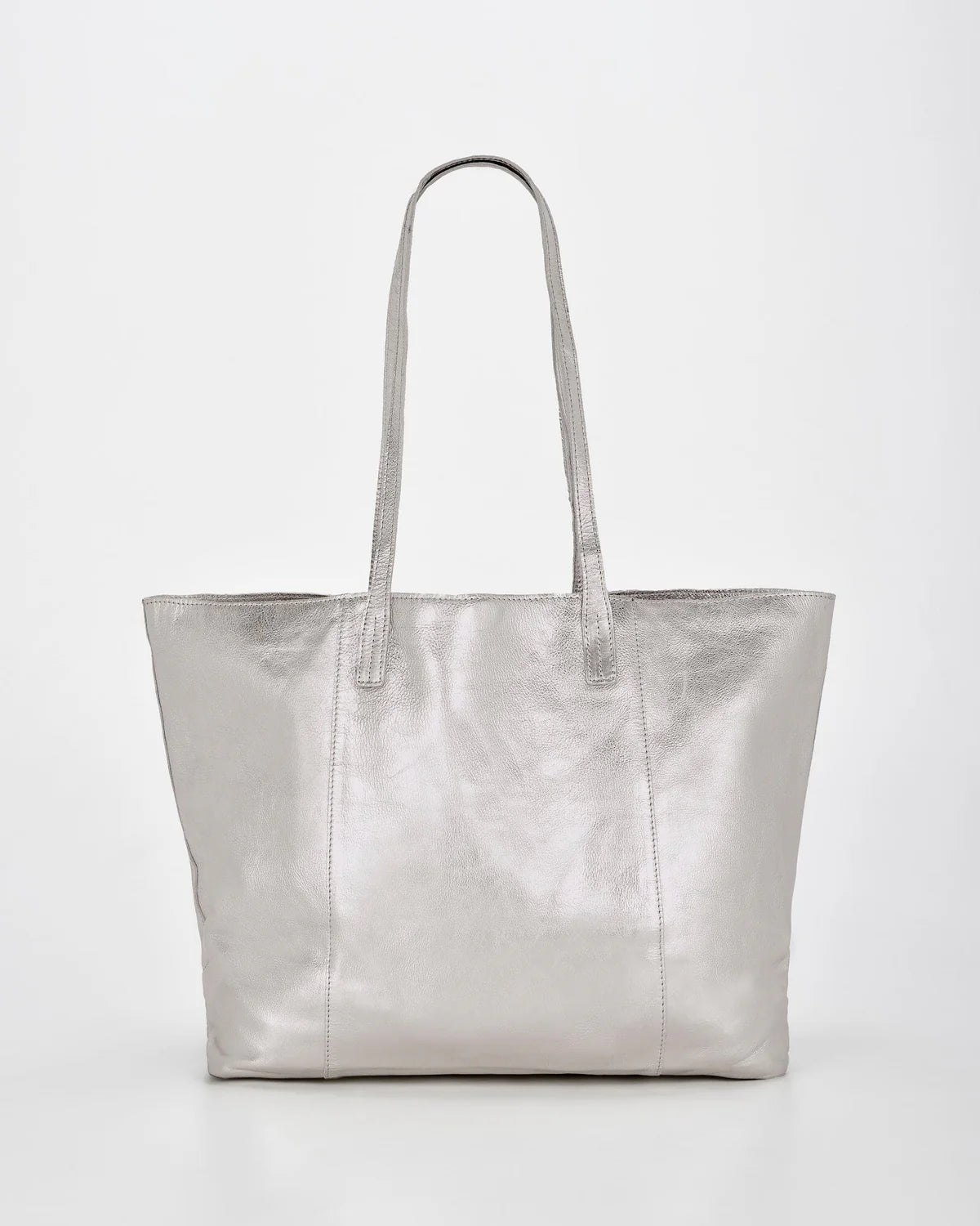 Silver tote bag on a white background