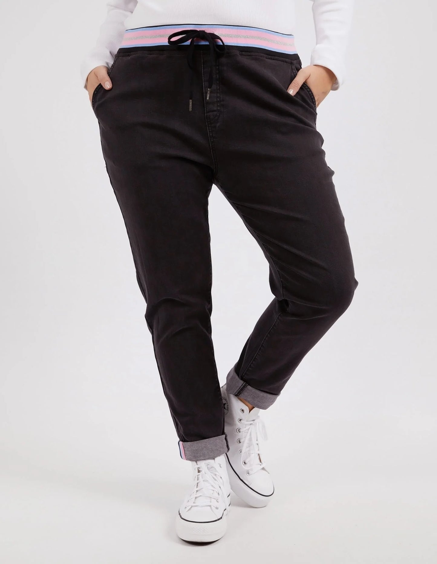 Melody Denim Joggers - Washed Black