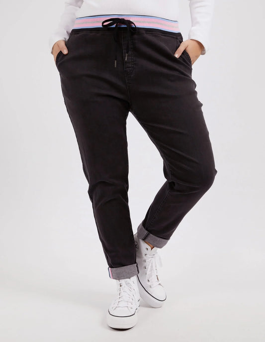Melody Denim Joggers - Washed Black (Plus Size)