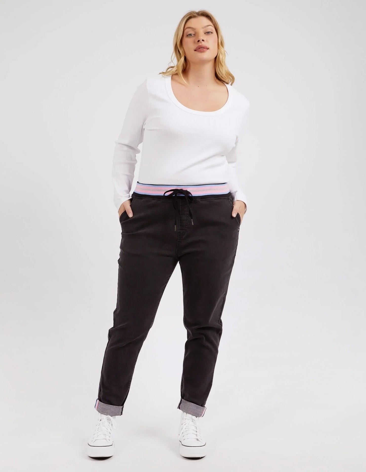 Melody Denim Joggers - Washed Black
