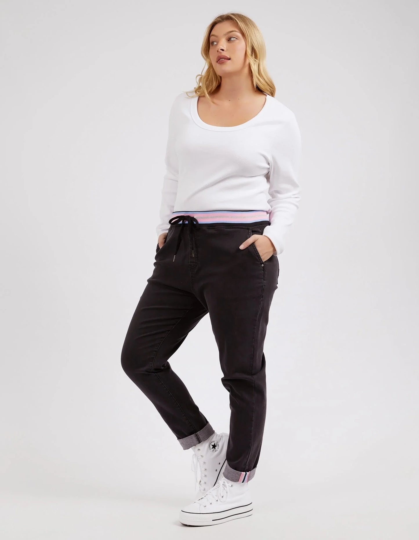 Melody Denim Joggers - Washed Black