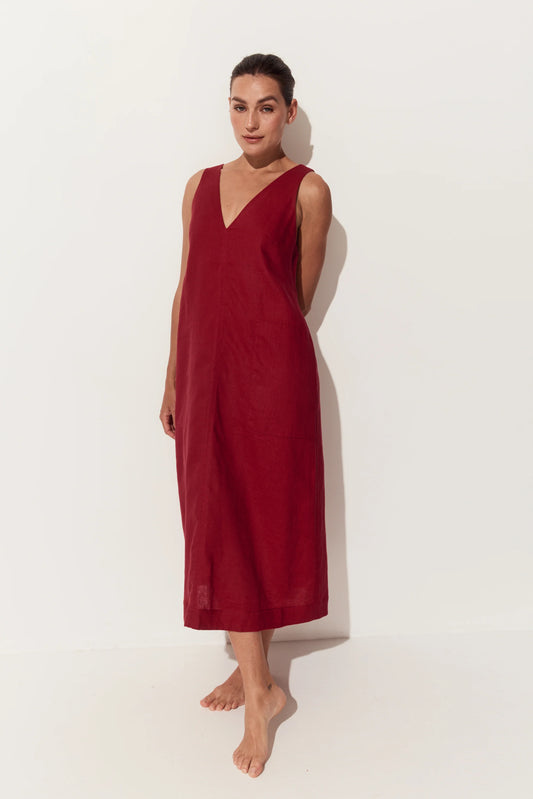 Iris Linen A-Line Midi Dress