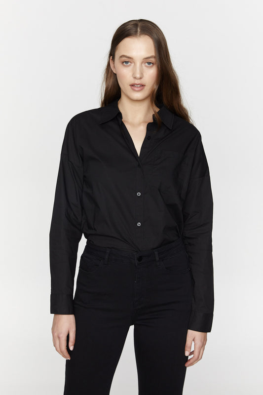 Saint Rose Laguna Shirt, Black Saint Rose Shirt, Black Saint Rose Laguna Shirt, Womens Black Button Up Shirt