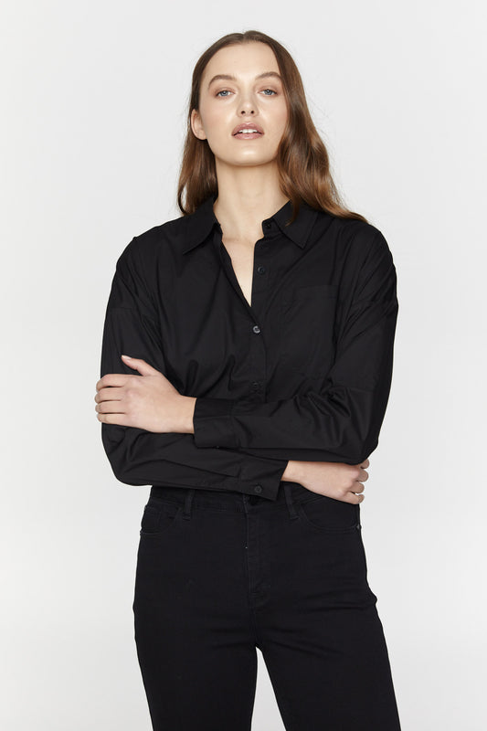 Saint Rose Laguna Shirt, Black Saint Rose Shirt, Black Saint Rose Laguna Shirt, Womens Black Button Up Shirt