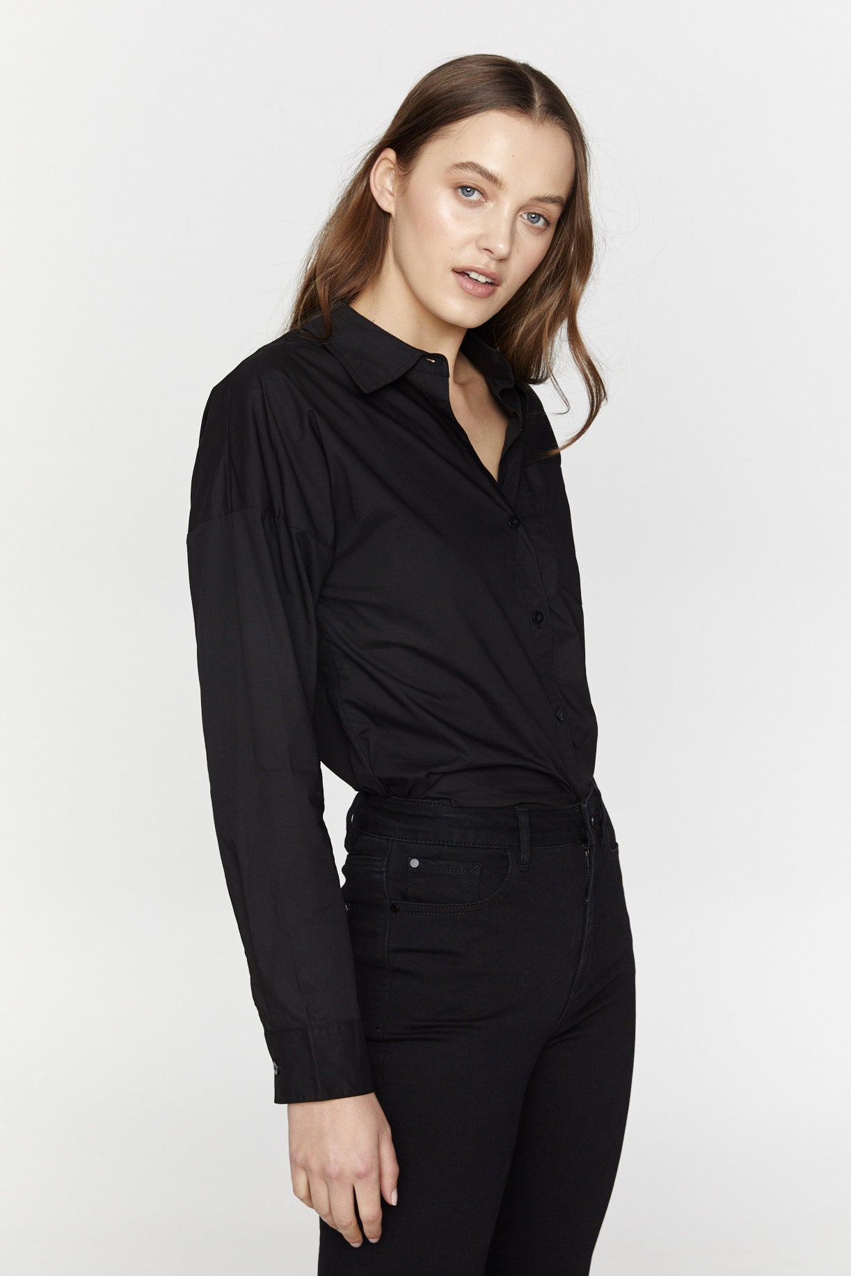 Saint Rose Laguna Shirt, Black Saint Rose Shirt, Black Saint Rose Laguna Shirt, Womens Black Button Up Shirt