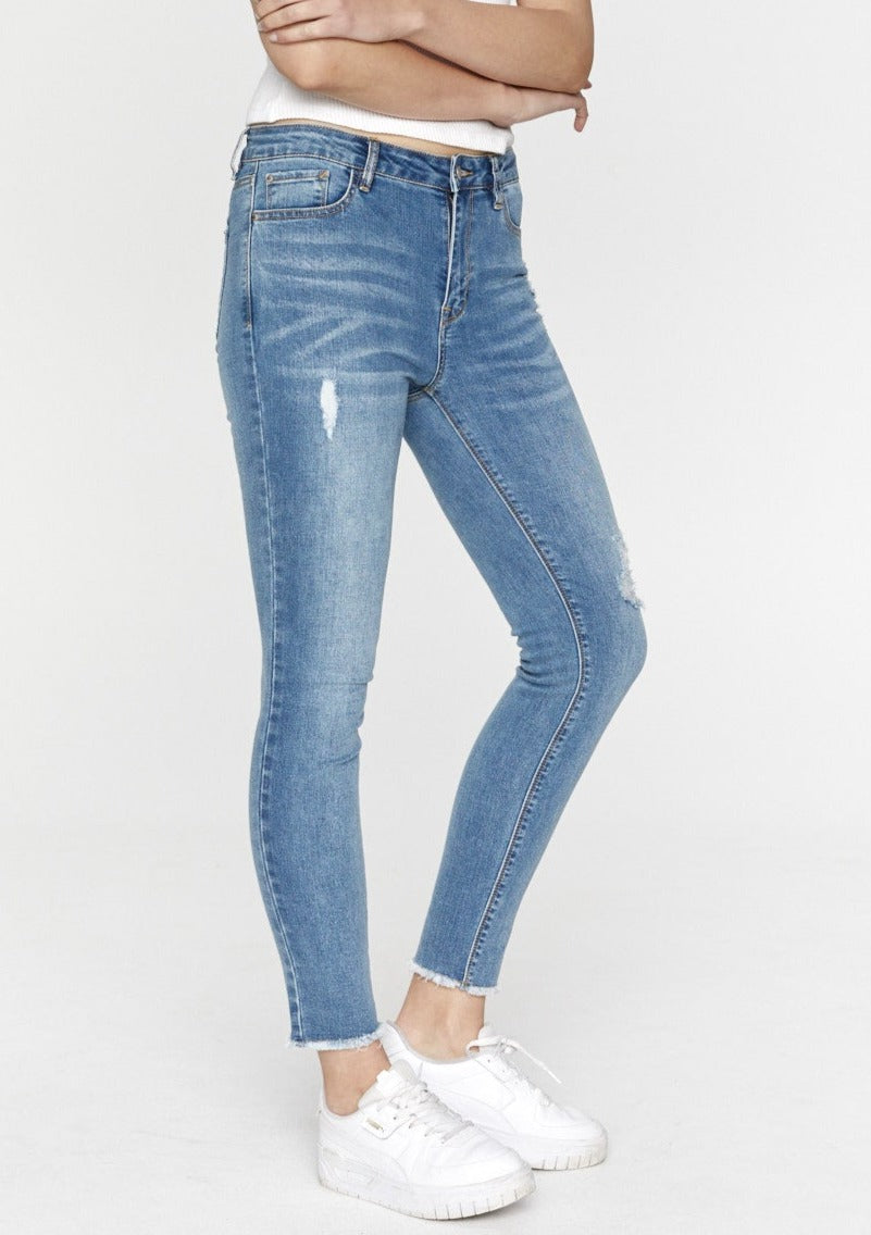 Shop Saint Rose Lucia Jeans Mid wash Ripped, Buy Denim Lucia Jeans, Blue Denim Lucia Skinny Jeans, Lucia Denim Skinny Jeans Saint Rose, Blue Skinny Leg Jeans Saint Rose Stockists, Saint Rose Jeans Stockists, Saint Rose Stockists